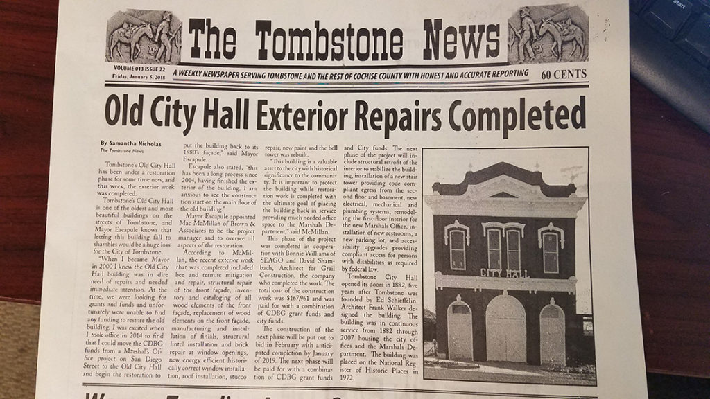 Tombstone City Hall Renovation Complete